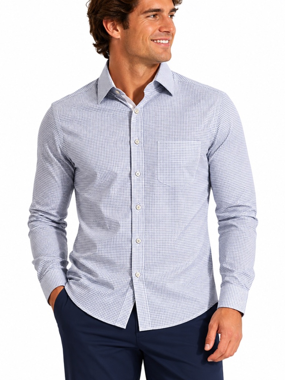 Junk De Luxe Dress Shirt Blue White Stripe Cotton Button Down Smart Casual Small